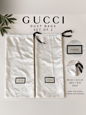 Gucci White Satin Drawstring Shoe Dust Bags Set of 2